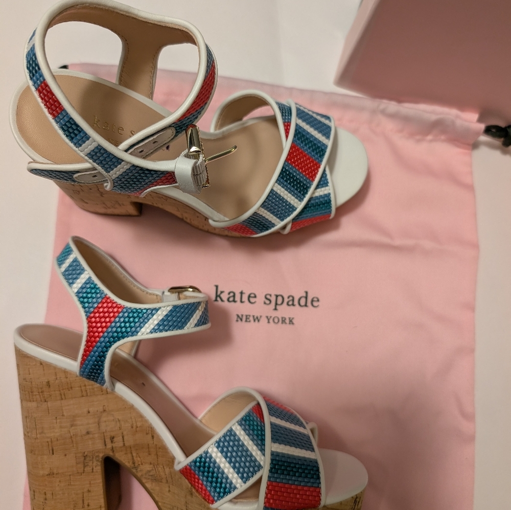 Kate Spade New York Grace Striped Platform Sandal Women's Size 6.5 - Picture 7 of 9